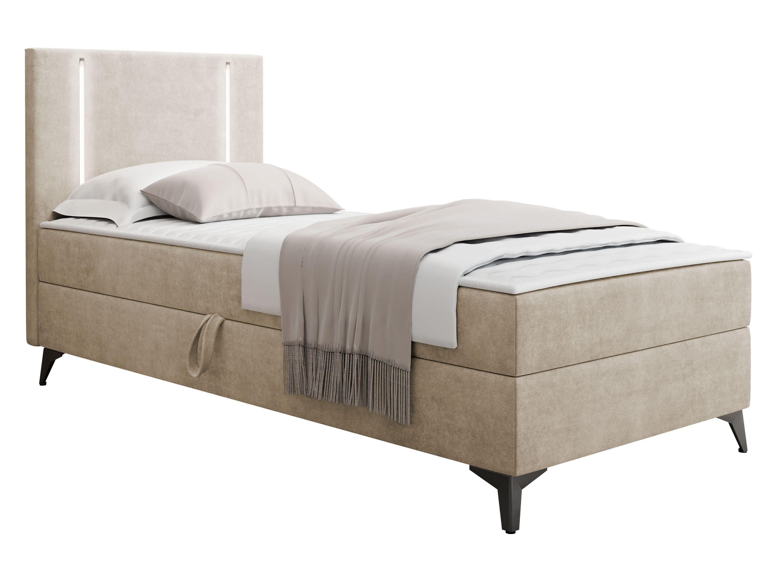 BOXBETT Ono 1, Setite: Links - Beige/Schwarz, Holz/Textil (80/200cm) - MIRJAN24
