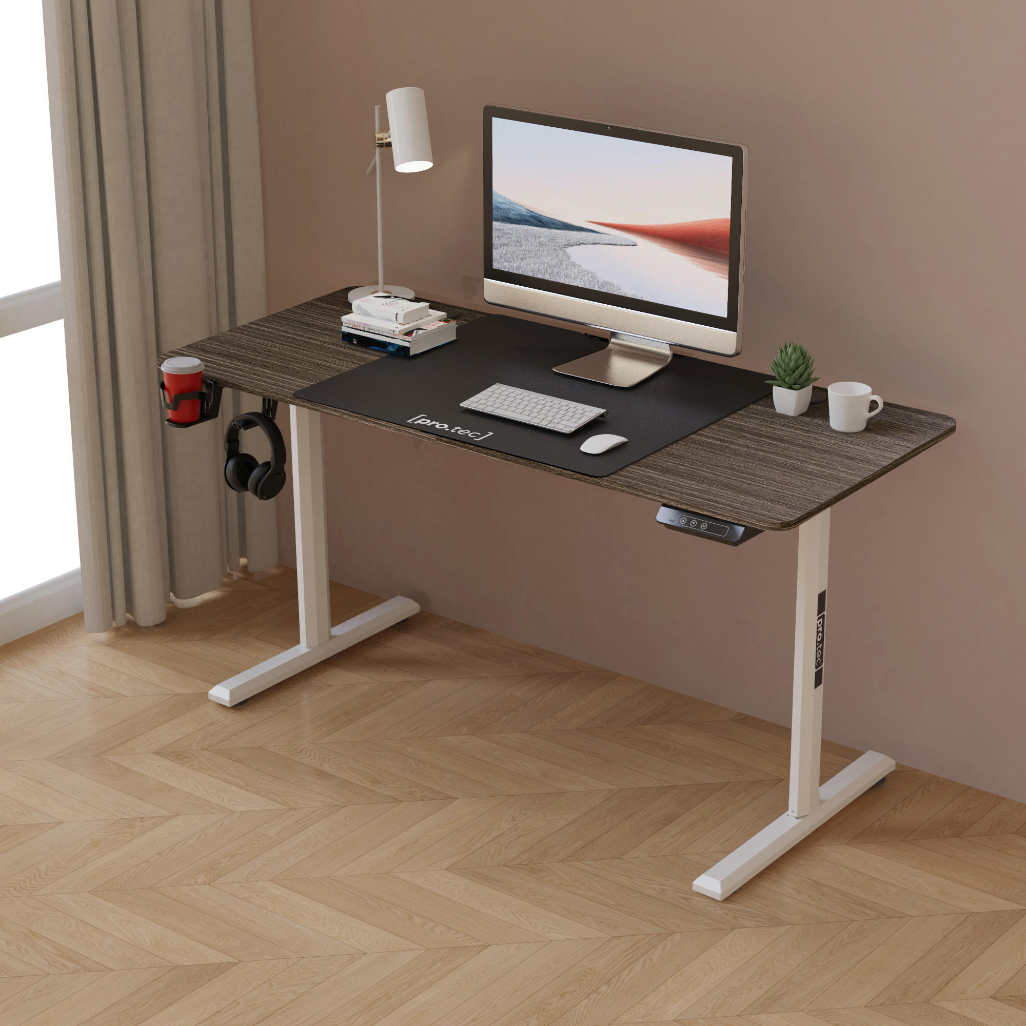 COMPUTERTISCH Hayward - Dunkelbraun/Weiß, Holzwerkstoff/Metall (60/140/117cm) - pro.tec
