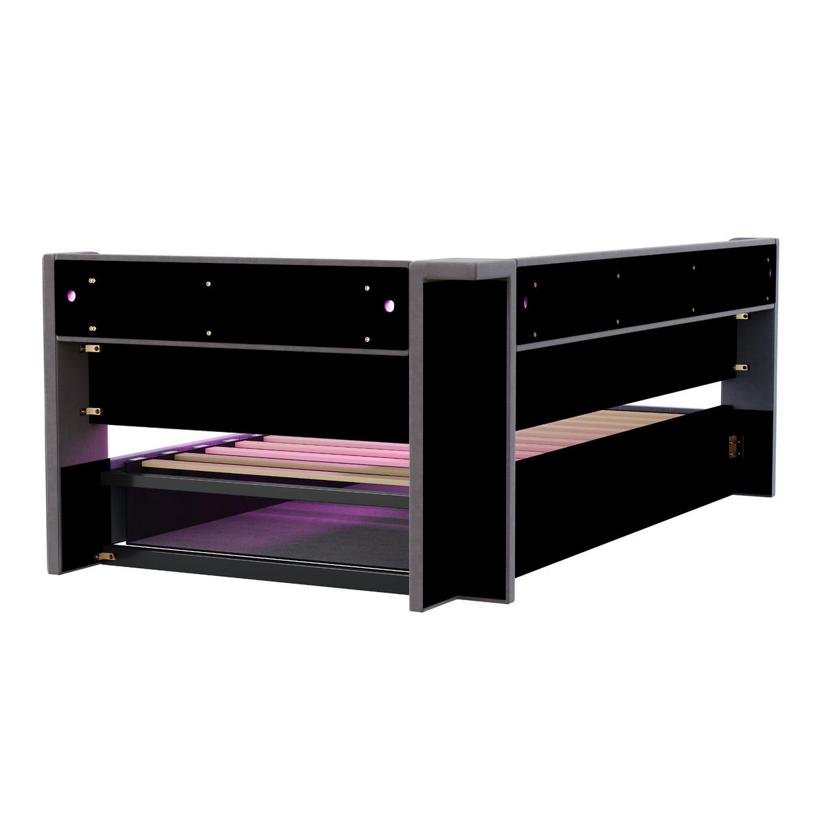 POLSTERBETT 90x200cm Schlafsofa LED Stauraum USB Samt Grau - Grau, Textil (90/200cm) - FLIEKS