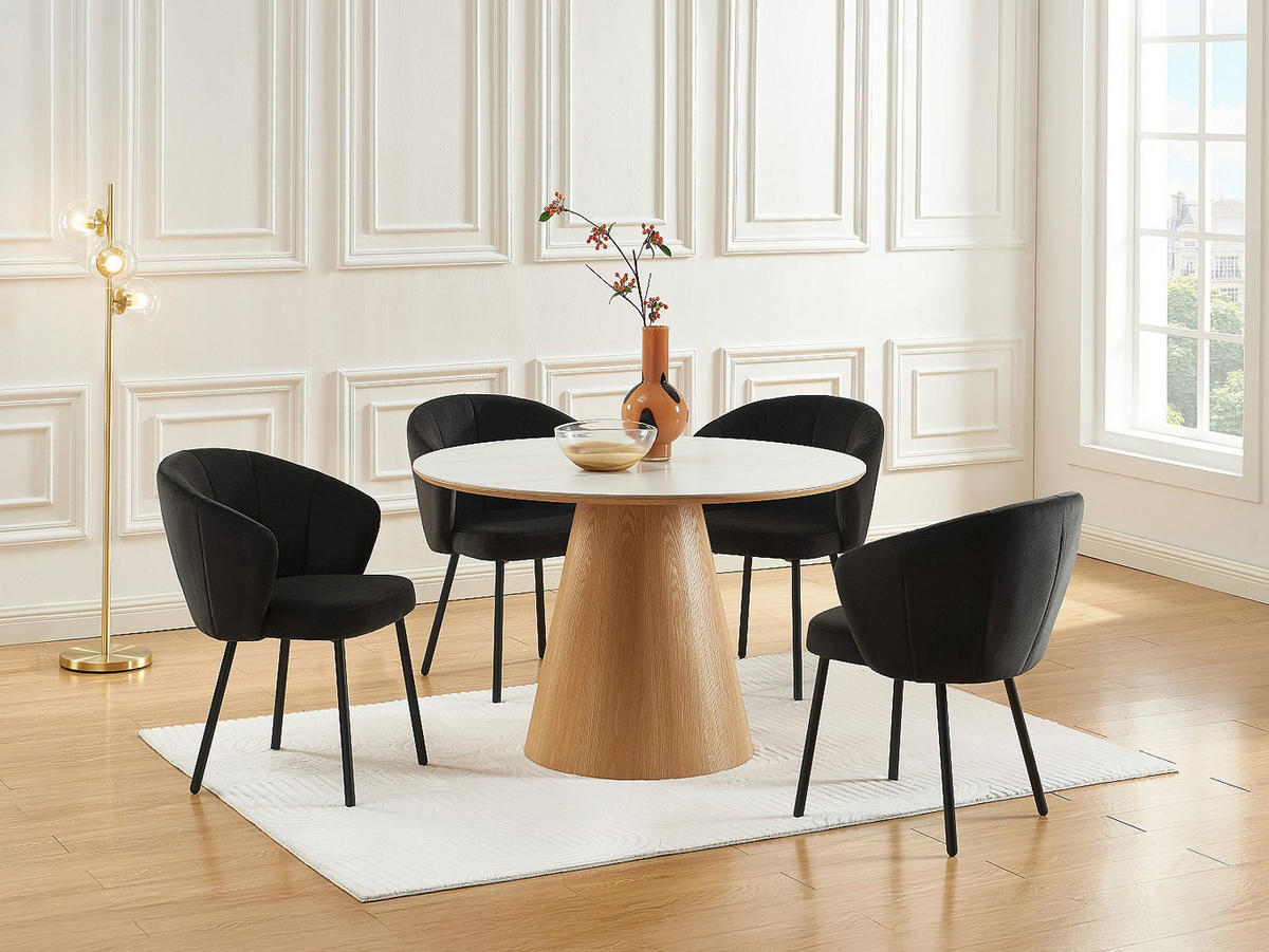 STUHL 2er-Set - Stoff & Metall - Schwarz - TANURY - Schwarz, Textil (60/78.5/62cm) - Vente-Unique