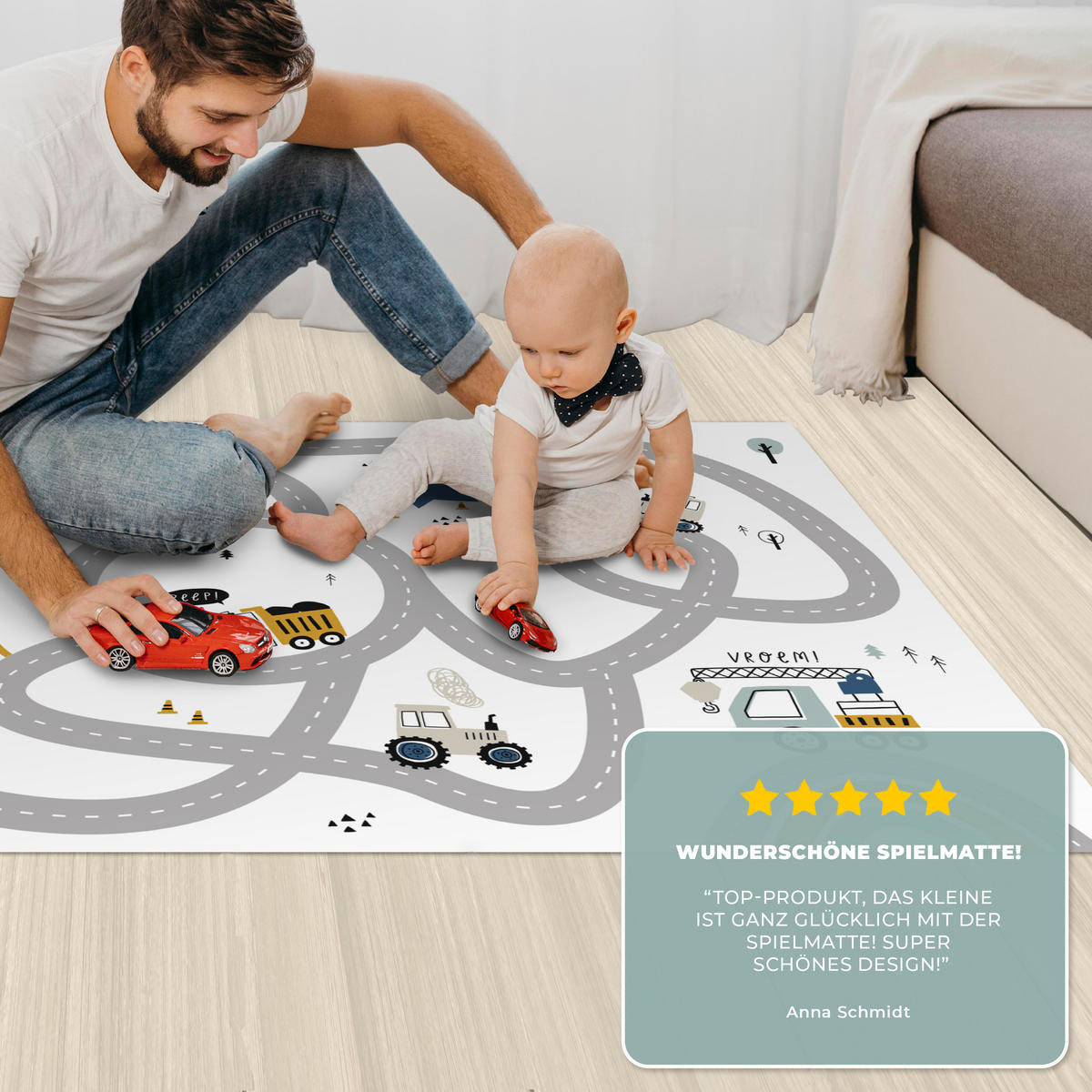 KINDERTEPPICH Baustelle - Bagger - Auto - Regenbogen - Design 105x70 cm - Multicolor, Kunststoff (105/70cm) - MuchoWow
