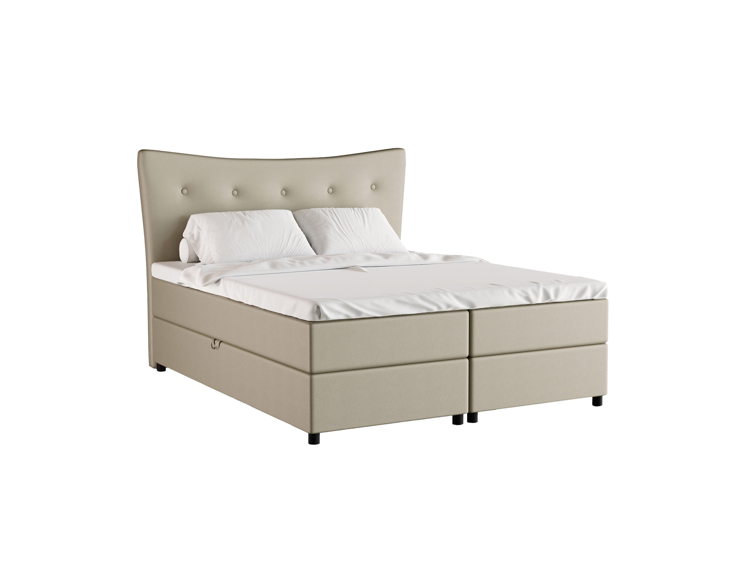 BOXBETT Nevada 160 x 200 cm Doppelbett mit hochwertiger Bonell-Matratze und Topper - ecru - Ecru, Holz (160/200cm) - Homesy