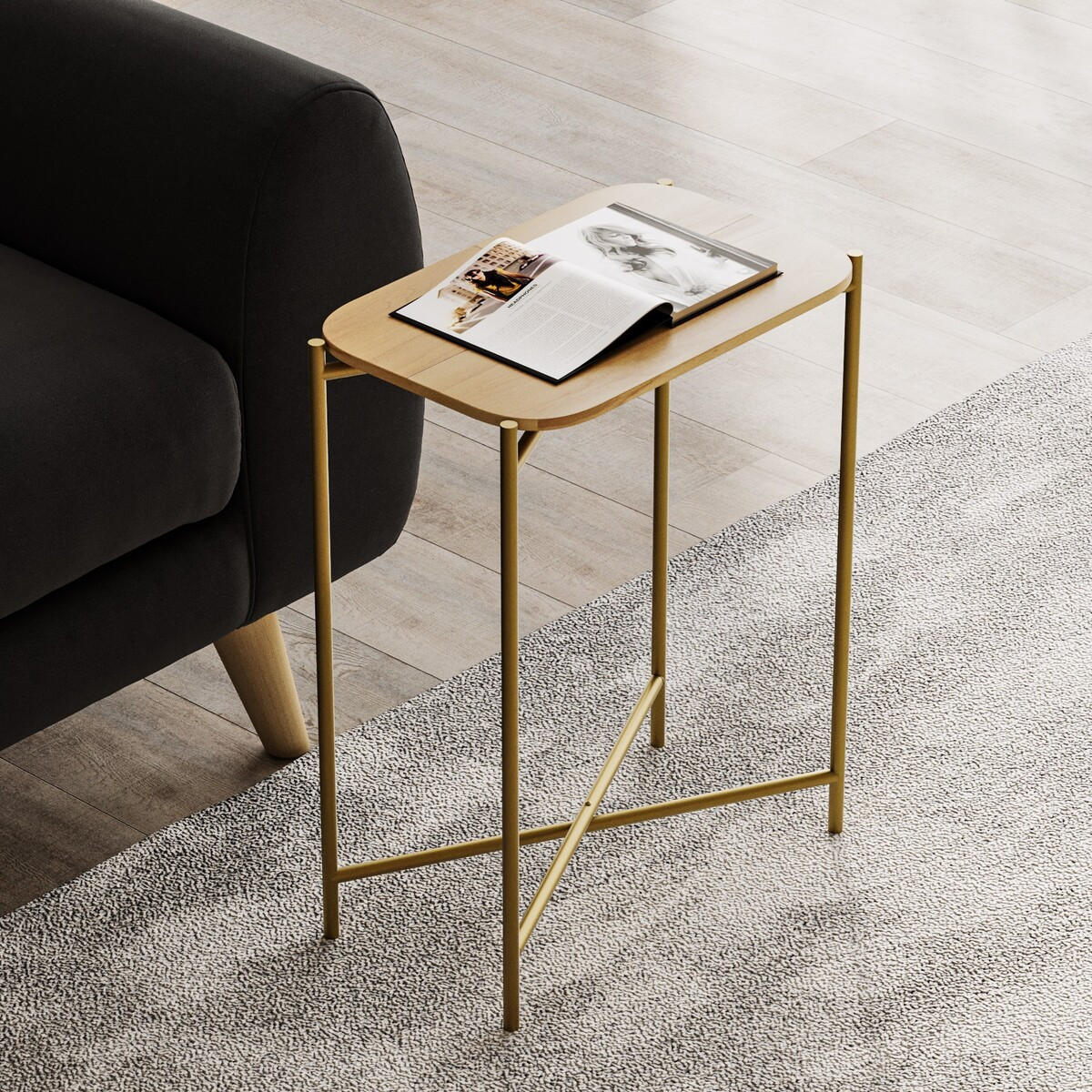 RECHTECKIGER beistelltisch mit metallfüssen 26/40/56 cm - Goldfarben, Metall (40/26/56cm) - Calicosy