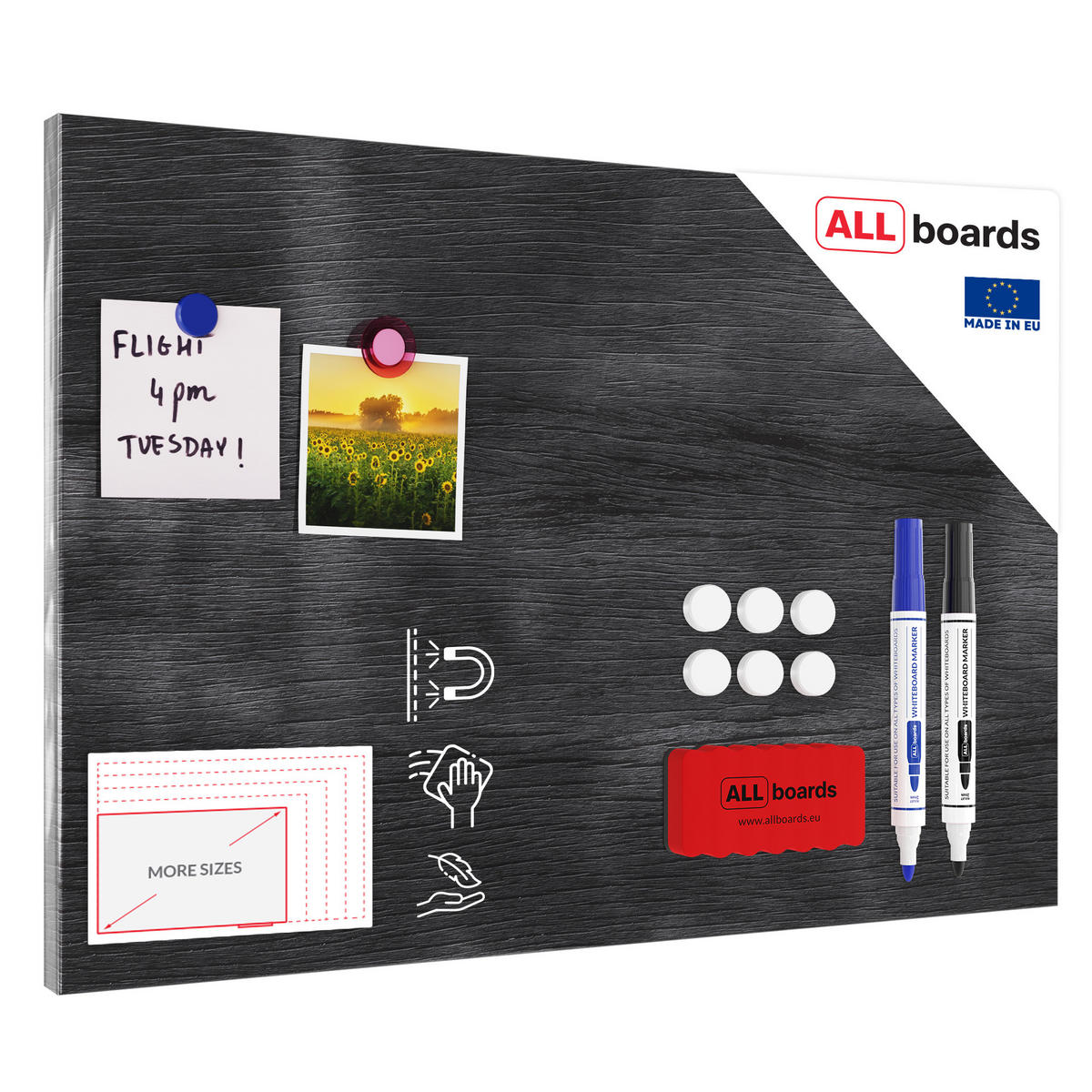 MAGNETTAFEL GRAUES HOLZ 60x40cm MetalBoards - Schwarz, Metall (60/40/1.8cm) - ALLboards