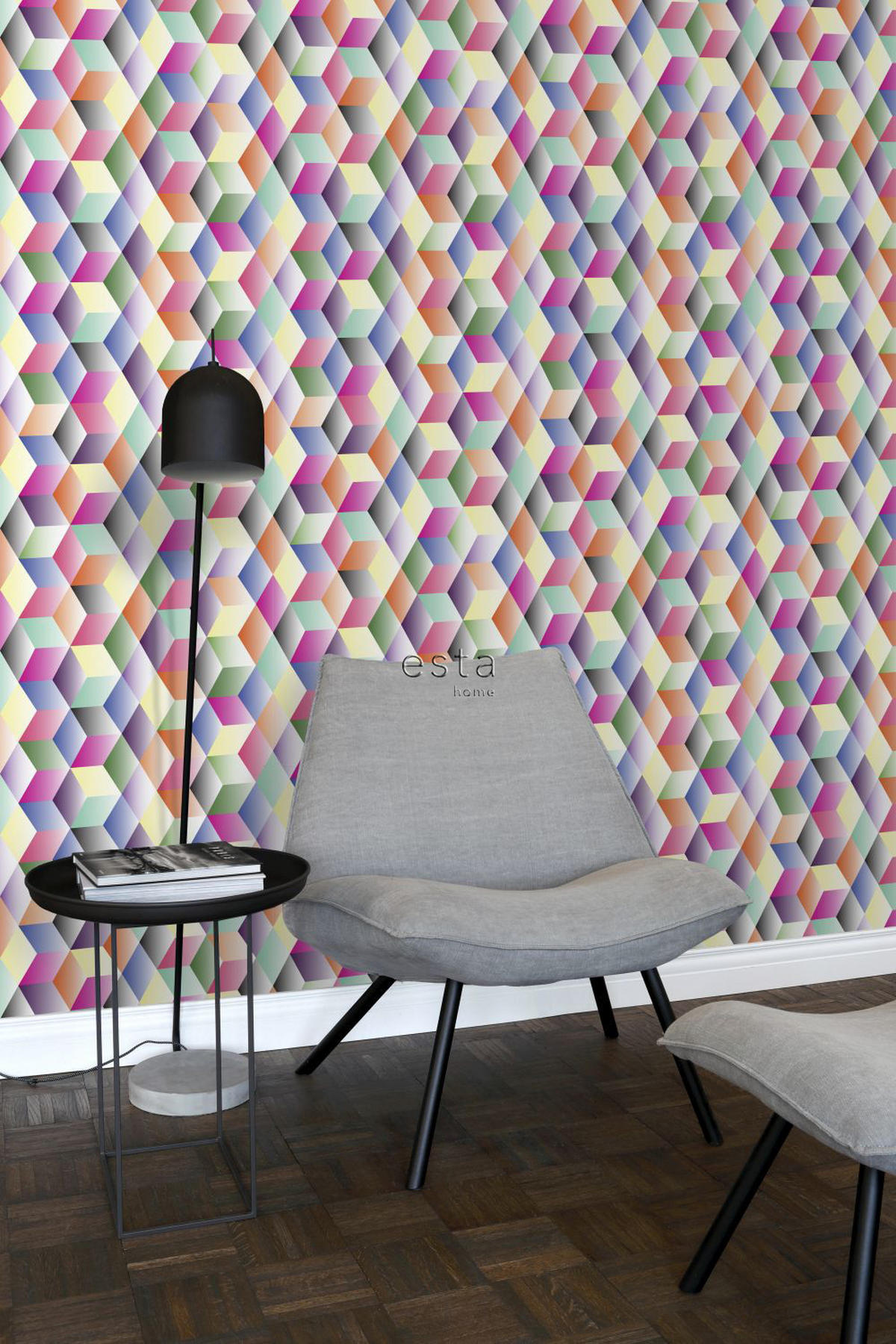 XXL-VLIESTAPETE 3D-Würfel 50 x 900 cm - Multicolor, Papier (50/900cm) - ESTAhome