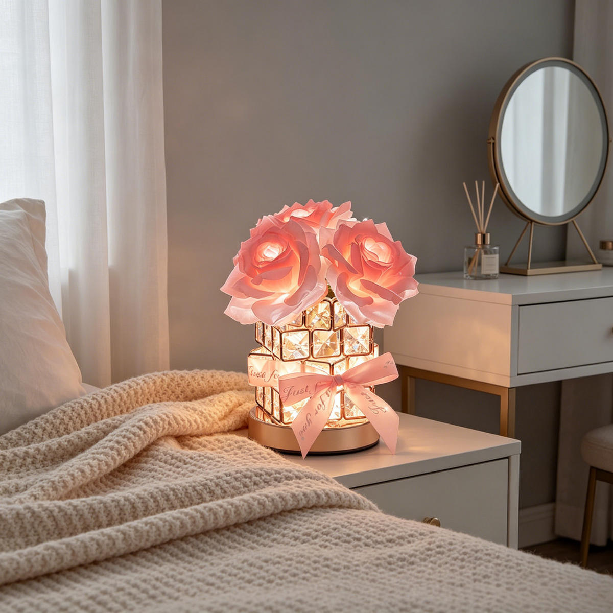 TISCHLEUCHTE Kristall Rose 3 Farben - Dunkelrosa, Glas (17/29/19cm) - Weltevree