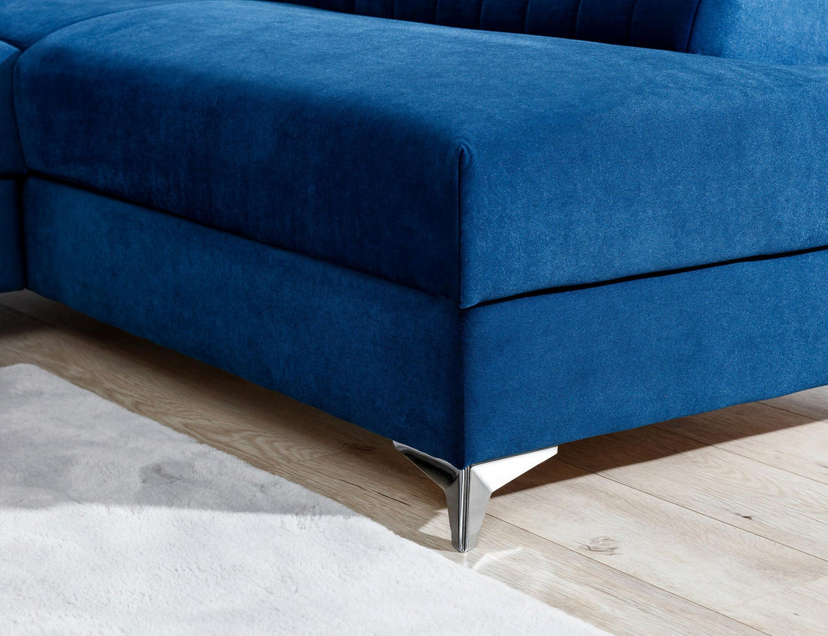 ECKSOFA Laurence mit Schlaffunktion & Bettkasten – 278 x 205 cm, verstellbare Kopfstützen - Blau, Kunststoff (278/205cm) - Wohnideebilder
