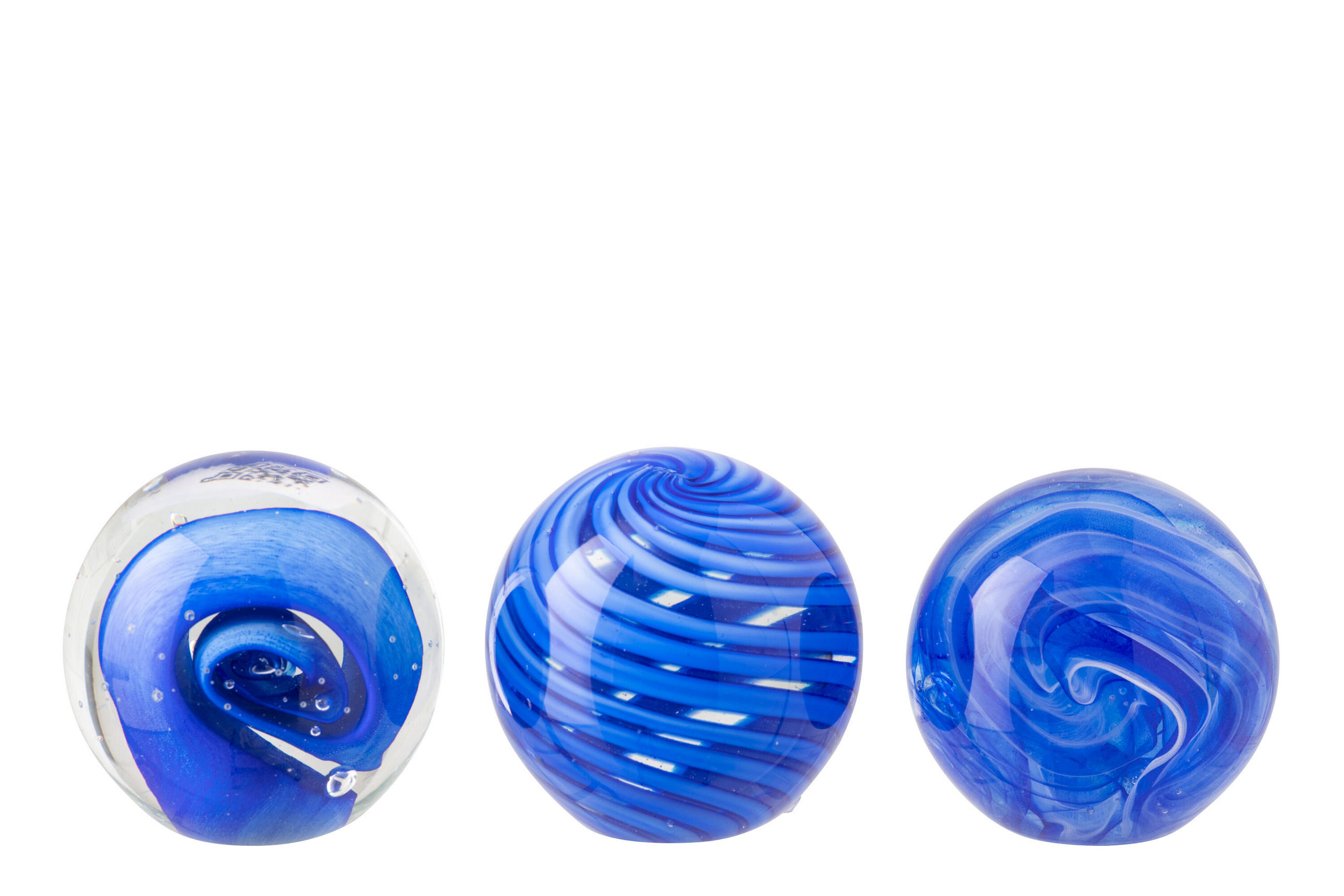 BRIEFBESCHWERER BALL (3ER SET) - Blau, Glas (8/8/8cm) - J-Line