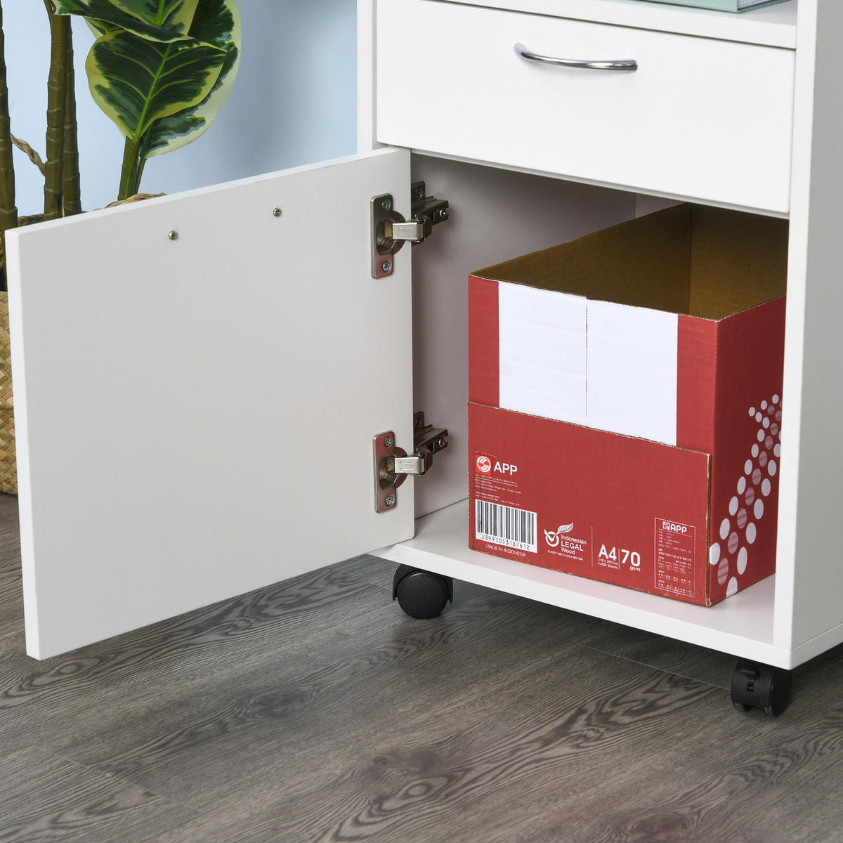 ROLLCONTAINER DE-14389 mit Schublade und Schrank Weiß - Weiß, Holzwerkstoff (35/60/40cm) - ComfortXL