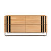 MASSIVHOLZKOMMODE Kielce mit Metallfüßen, Buche - lackiert, Naturfarben, Schwarz Glas - Edelstahlfarben/Buchefarben, Holz/Metall (160/77/46cm) - Visby