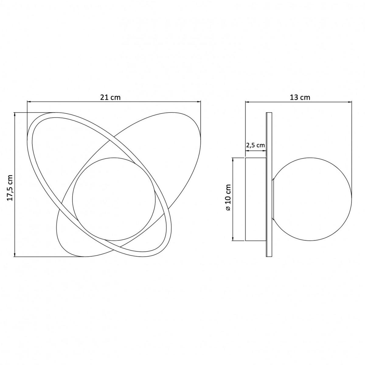 WANDLEUCHTE Mattina, Schwarz und gold, 17.5cm - Goldfarben, Glas (21/17.5/13cm) - KOSILUM