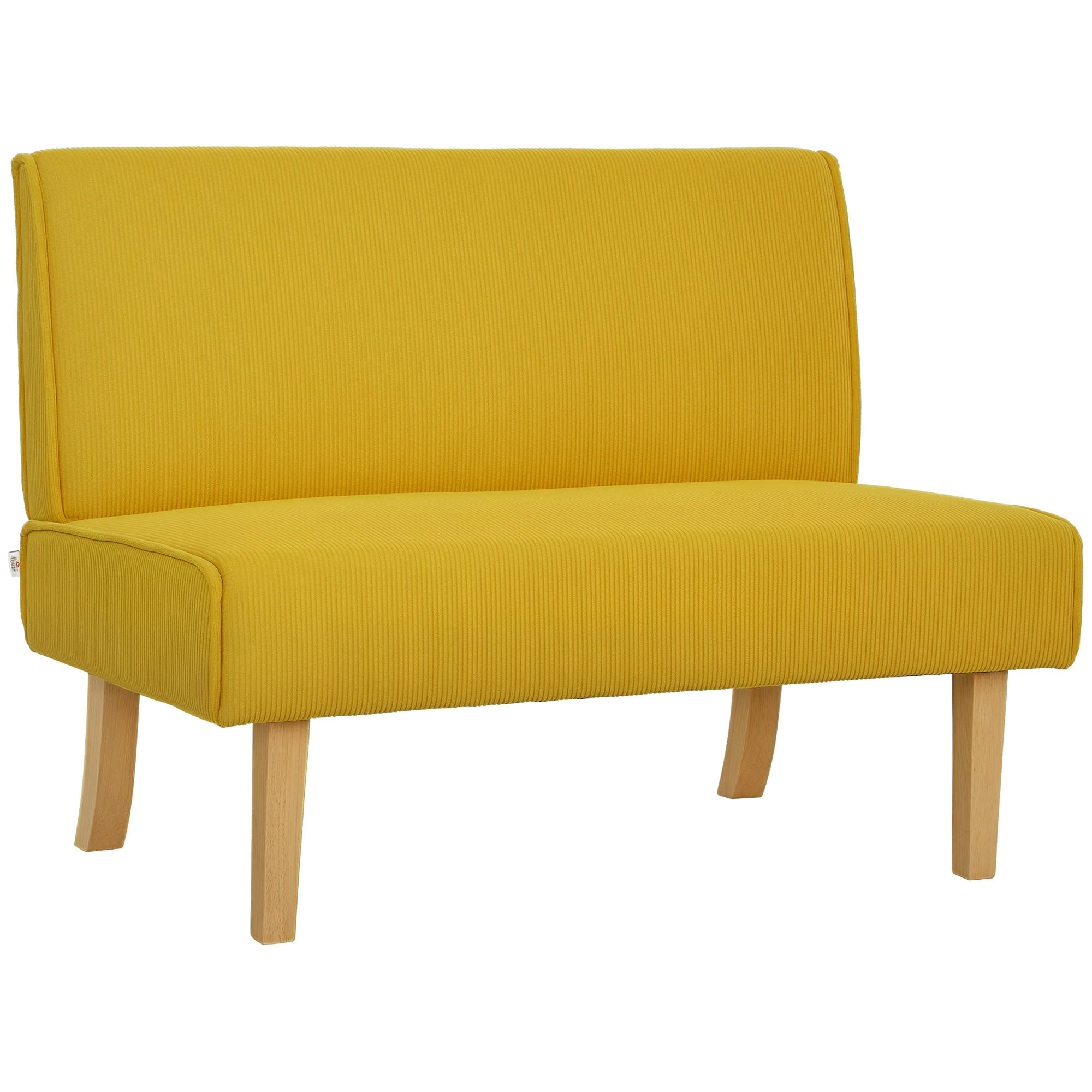 ZWEISITZER-SOFA DE-06478 dicke Polsterung, solide Holzbeine Gelb - Gelb, Holz/Textil (110/85/62cm) - ComfortXL
