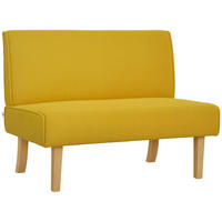 ZWEISITZER-SOFA DE-06478 dicke Polsterung, solide Holzbeine Gelb - Gelb, Holz/Textil (110/85/62cm) - ComfortXL