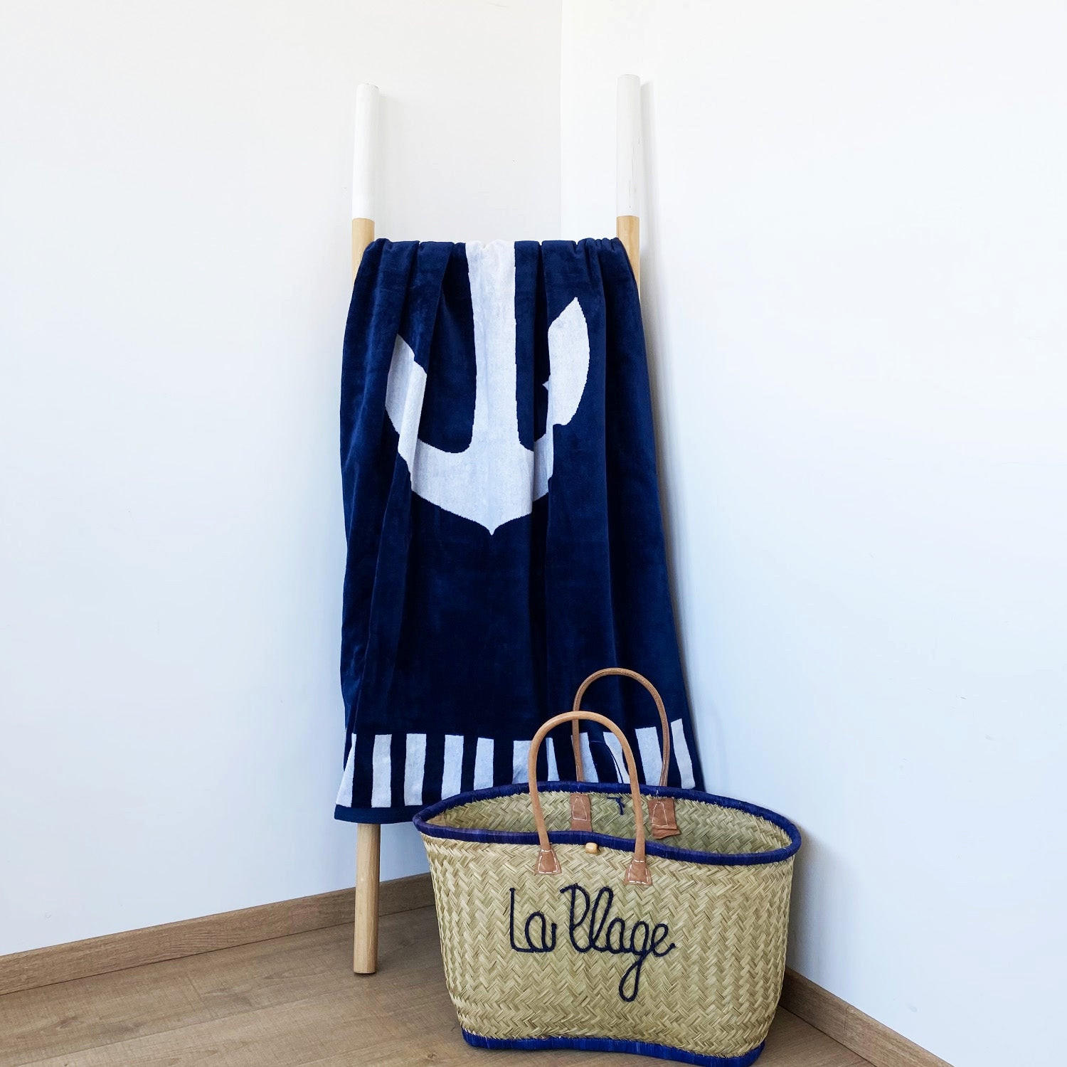 STRANDTUCH Frottee Samt Jacquard Blau 100x175 470g/m² - Houston - Blau, Textil (100/175cm) - LE COMPTOIR DE LA PLAGE