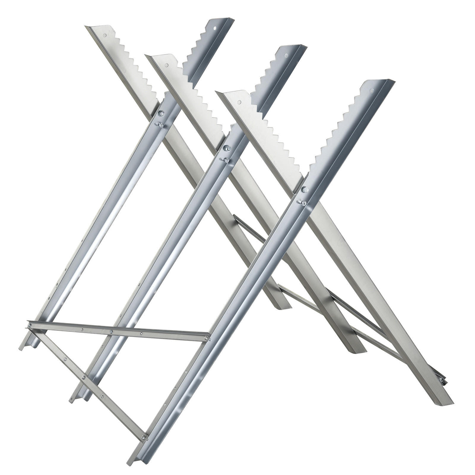 SÄGEBOCK DE-09179 klappbar, mit Sägezahnkante, 100 kg belastbar Silber - Silberfarben, Metall (83/79/83cm) - ComfortXL