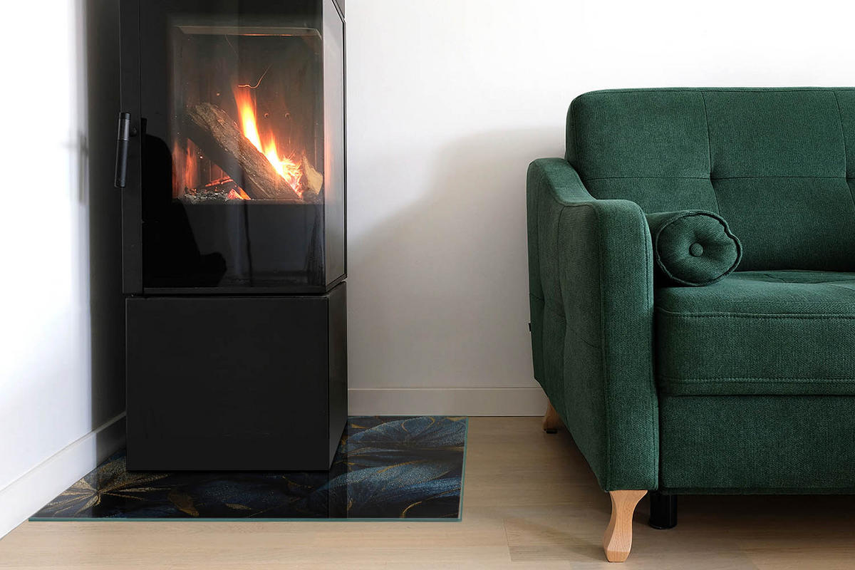 GLASPLATTE für Kamin 60x60 cm - Dunkelblau, Glas (60/60/0.4cm) - TULUP