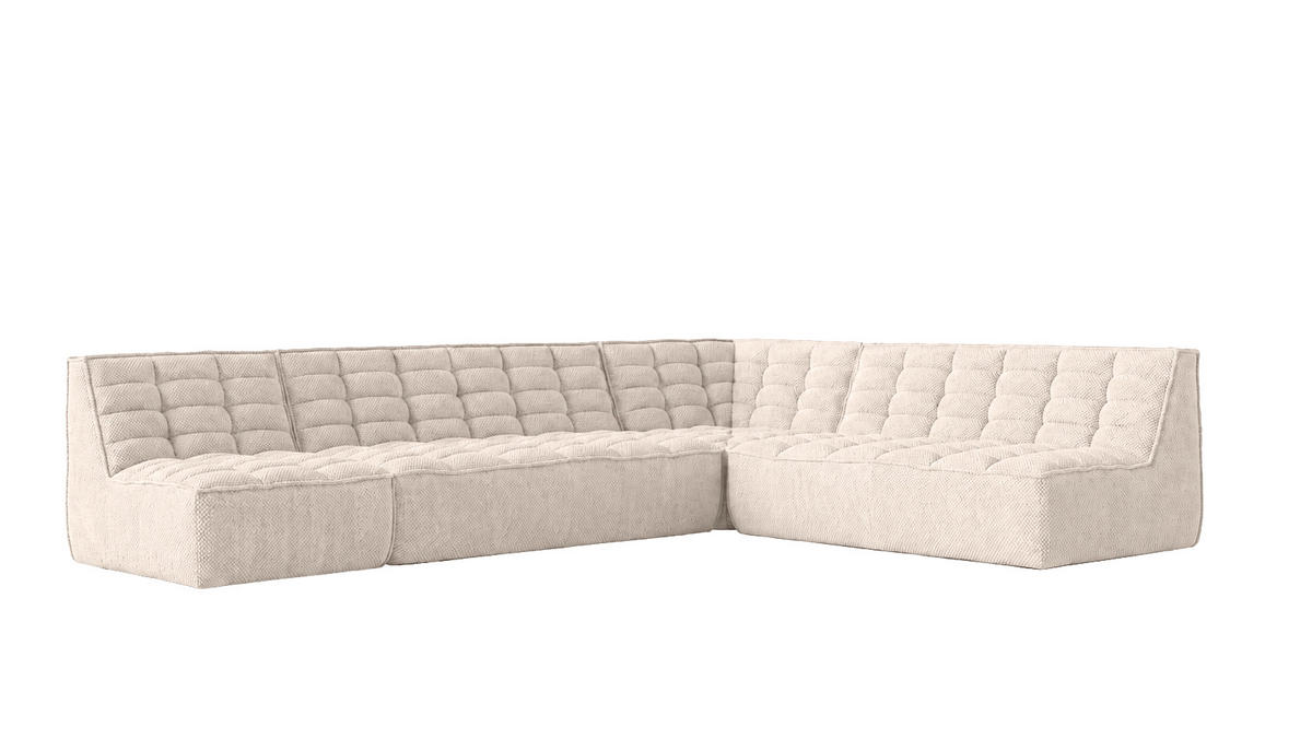 ROHOVÁ SEDAČKA modulární ve tvaru L, plyšová tkanina Pop, Krémová, Levá strana, LAZY L - krémová, dřevo (333/253cm) - Kaiser Möbel