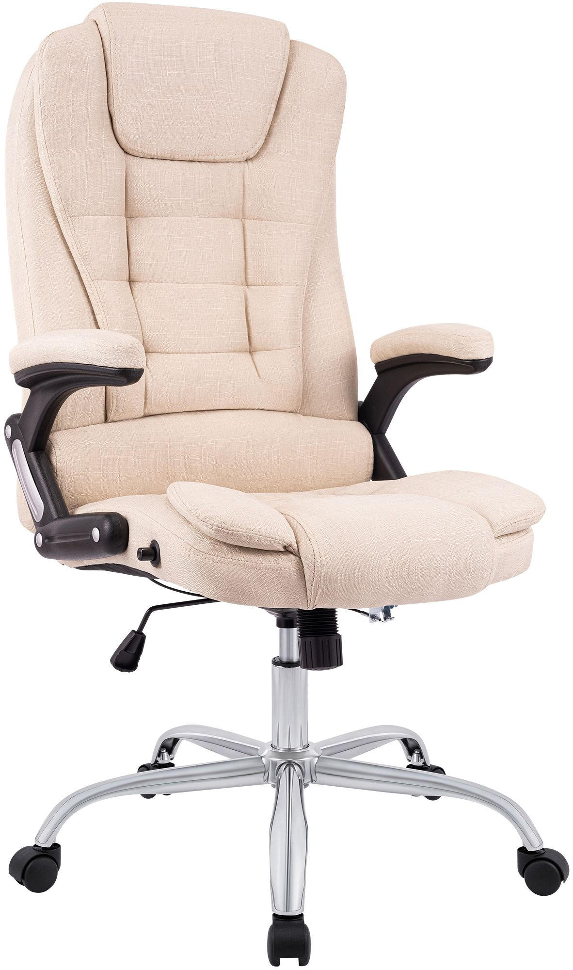 CHEFSESSEL Stoff Creme - Chromfarben/Creme, Textil/Metall (69.5/113/78cm) - CLP