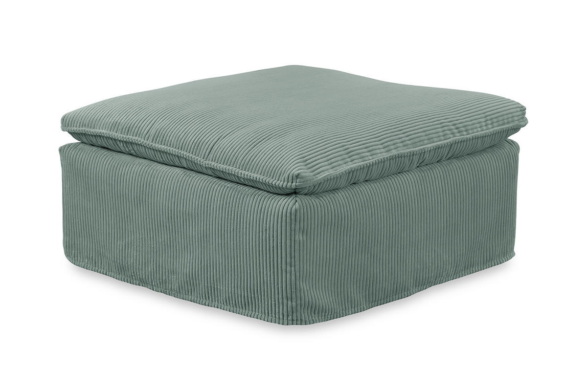 POLSTERHOCKER NETTA Petrol Cord - Petrol, Textil (90/46/90cm) - KAWOLA