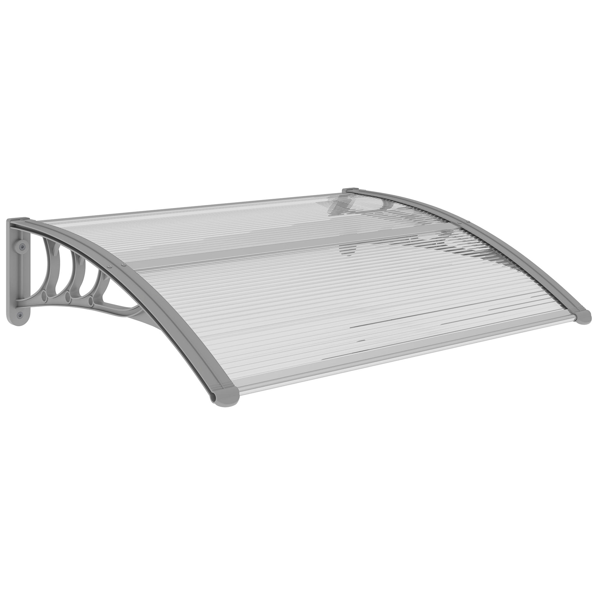 VORDACH-FÜR-HAUSTÜR Polycarbonat Silber - Silberfarben, Kunststoff (75/23/100cm) - Outsunny