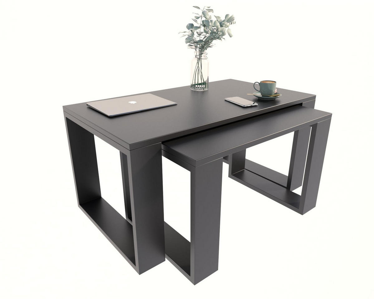 COUCHTISCH WESTA Schwarz 2er-Set - Schwarz, Holzwerkstoff (50/100/47.8cm) - Matkam Möbel