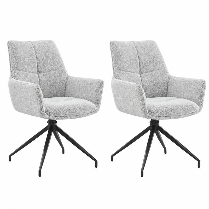 POLSTERSTUHL 2er-Set 360° drehbar Stoff Hellgrau/Schwarz - Hellgrau, Metall (50/85/48cm) - Meubliv