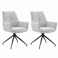 POLSTERSTUHL 2er-Set 360° drehbar Stoff Hellgrau/Schwarz - Hellgrau, Metall (50/85/48cm) - Meubliv