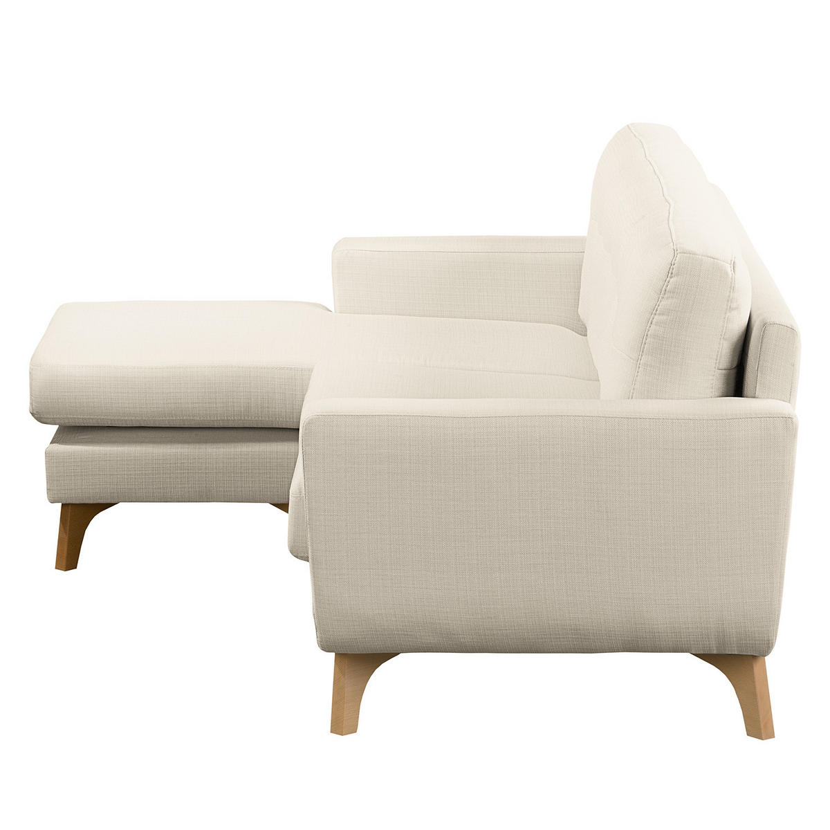 ECKSOFA mit Longchair - Strukturstoff - Beige, Textil (208/150cm) - home24