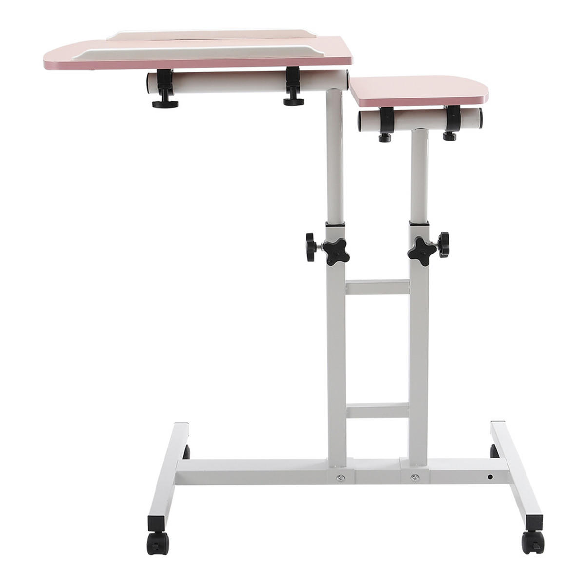 LAPTOPTISCH mit Rollen in Rosa Höhen- und Winkelverstellbarer mobiler - Pink, Metall (40/44/89cm) - Livingandhome