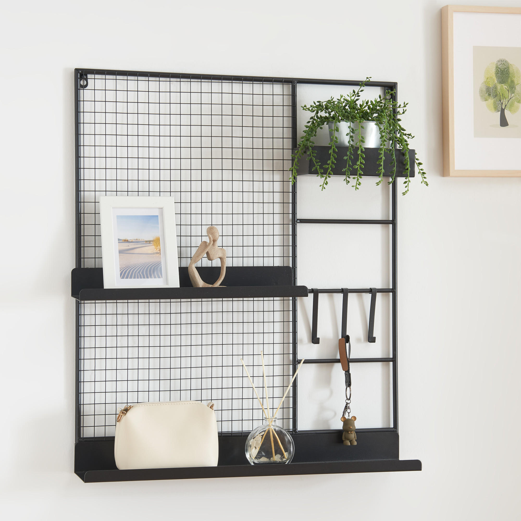 WANDGITTER Westre - Schwarz, Metall (60/70/11cm) - [en.casa]