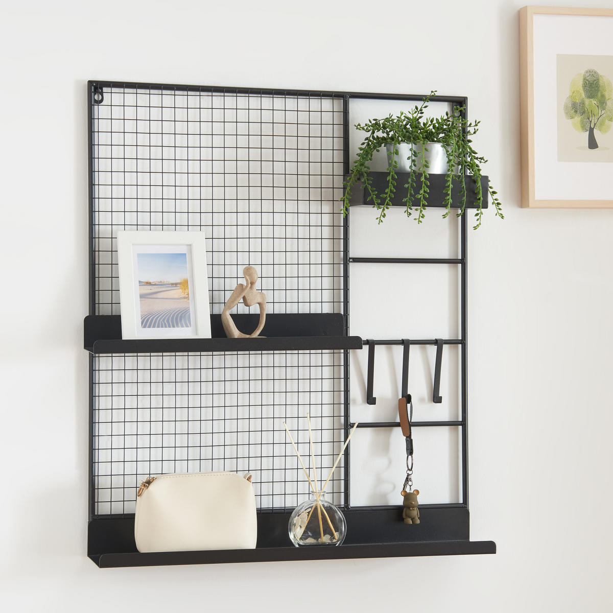 WANDGITTER Westre - Schwarz, Metall (60/70/11cm) - [en.casa]