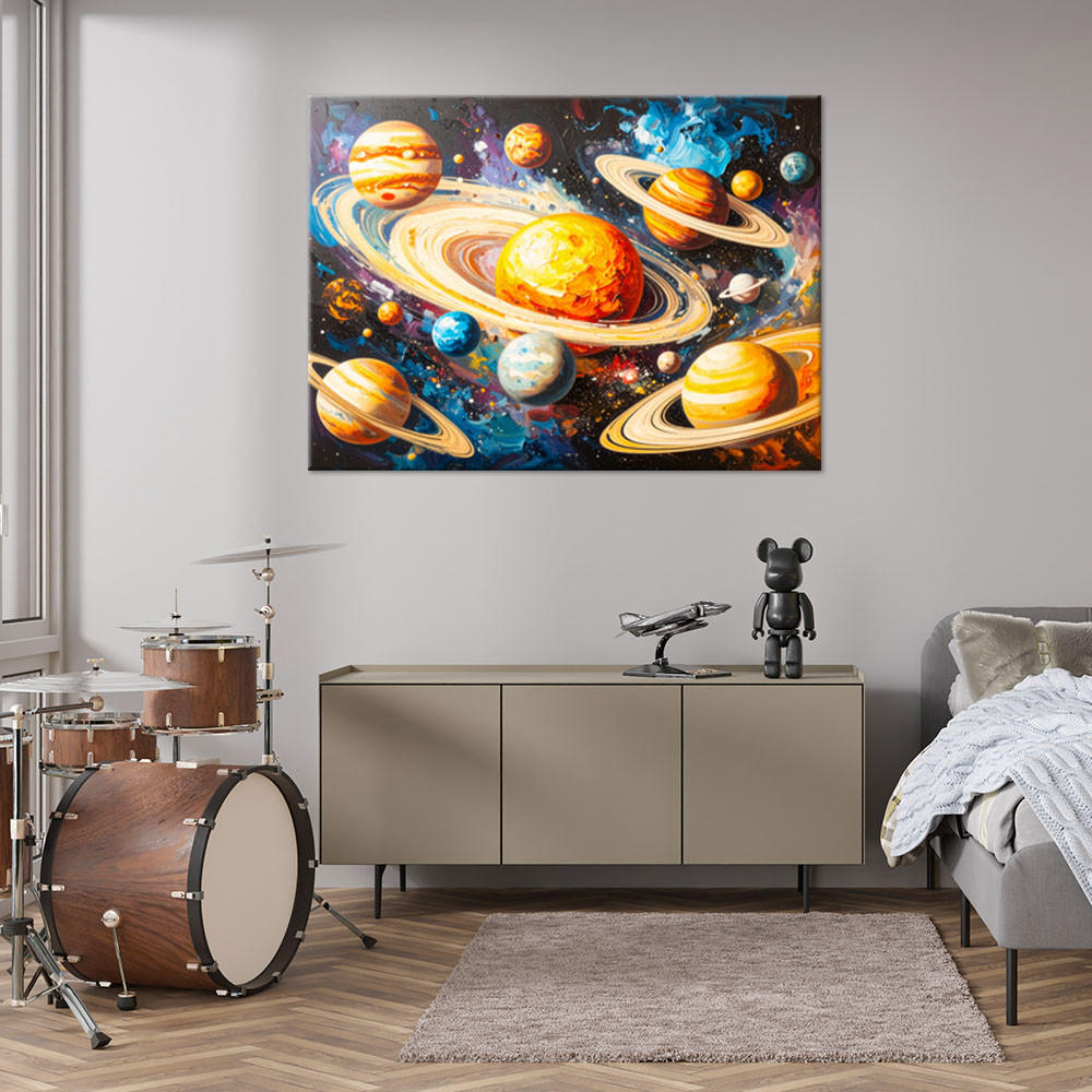 LEINWANDBILD Kosmos Planeten Abstrakt 120x80cm - Multicolor, Textil (120/80cm) - Feeby