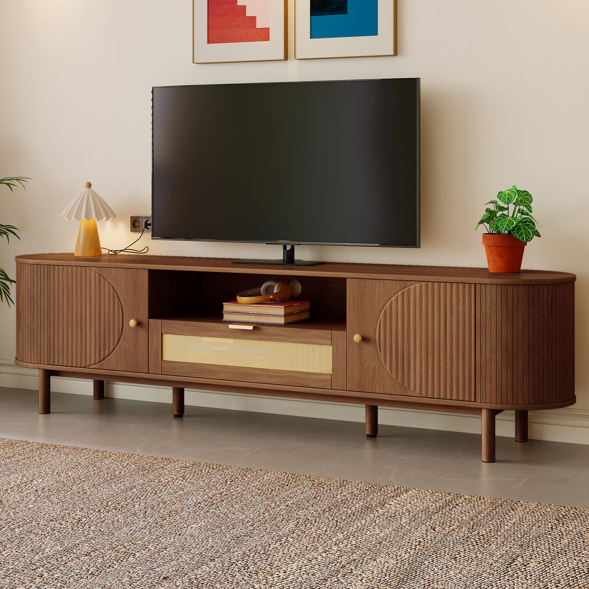 TV-LOWBOARD Nussbaumfarben 175/36/51 cm - Walnussfarben, Holzwerkstoff (175/51/36cm) - PANGIVO