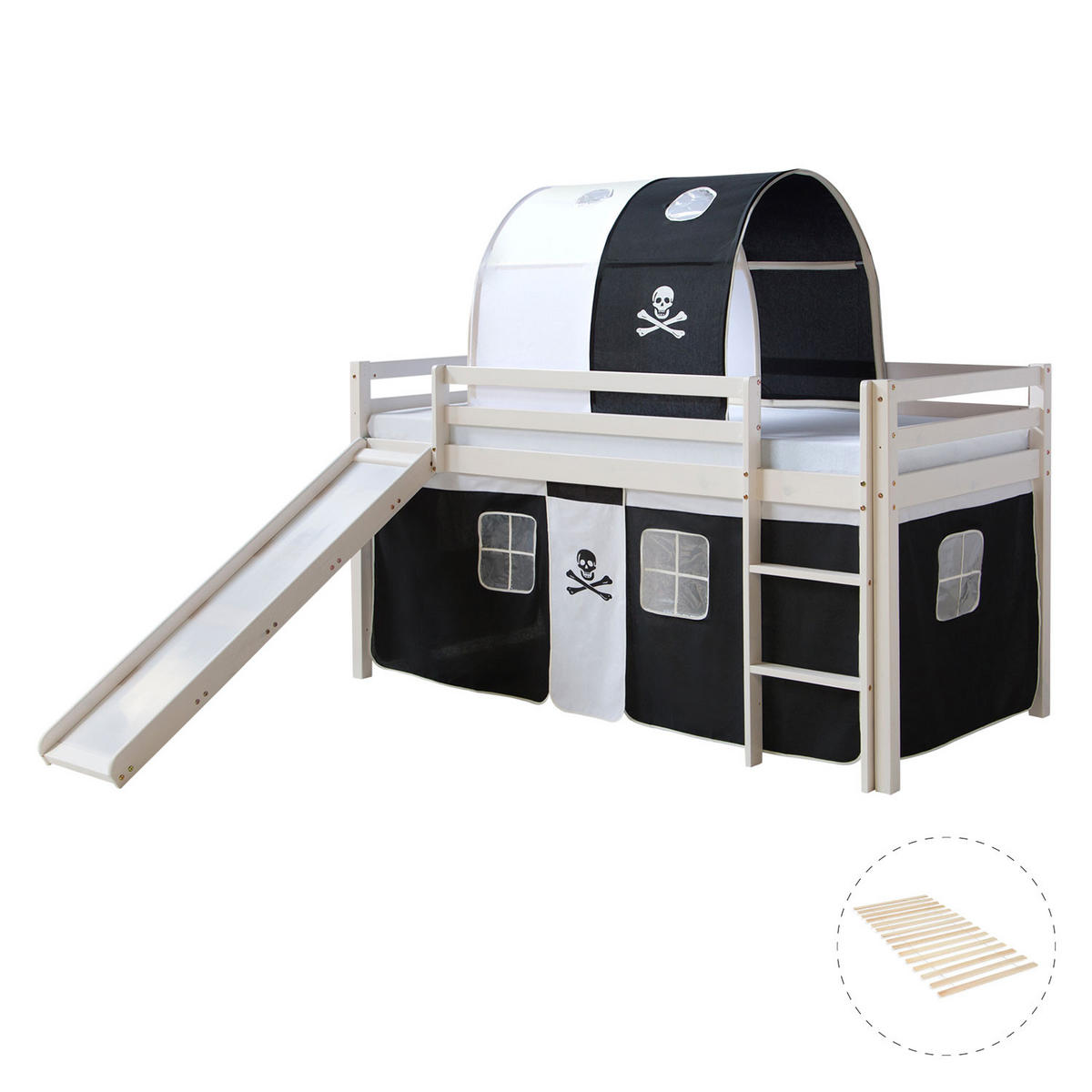 HOCHBETT 90/200 cm mit Lattenrost PIRAT - Schwarz/Weiß, Holz (90/200cm) - Homestyle4u