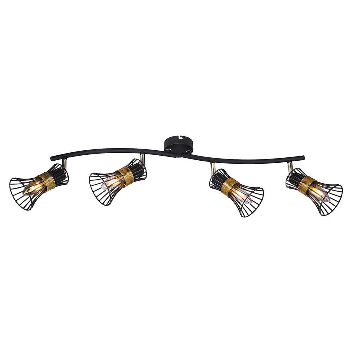 DECKENLEUCHTE Metall Schwarz Goldfarben PURRA - Schwarz, Metall (70/9/22cm)