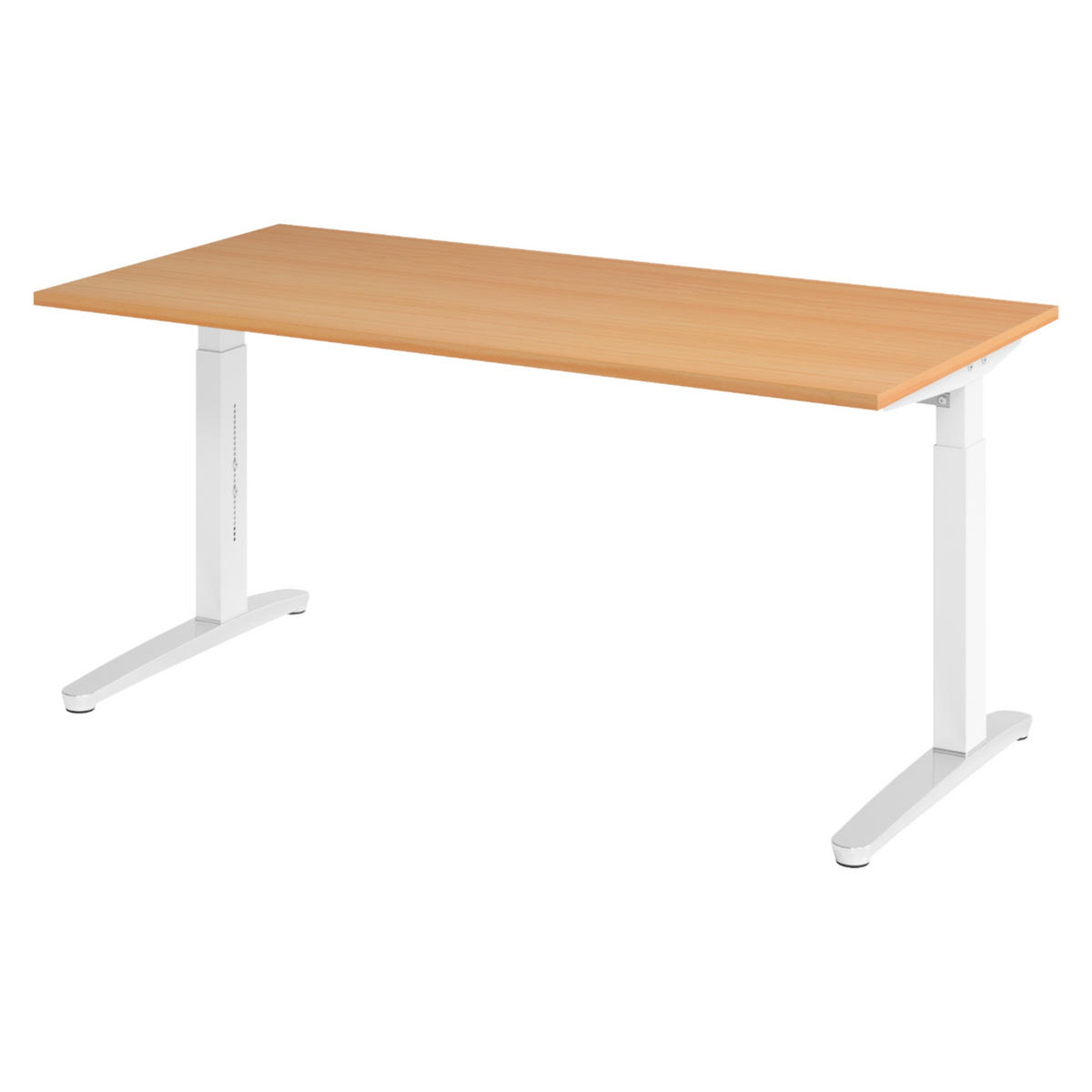 SCHREIBTISCH Serie-XB 80/160/74 cm in Buchefarben/Weiß/Alu poliert - Buchefarben/Weiß, Holzwerkstoff (80/160/74cm) - bümö