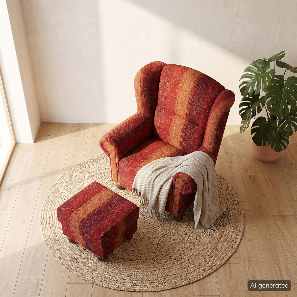 OHRENSESSEL - Webstoff - Rot - Rot, Textil (91/99/90cm) - home24