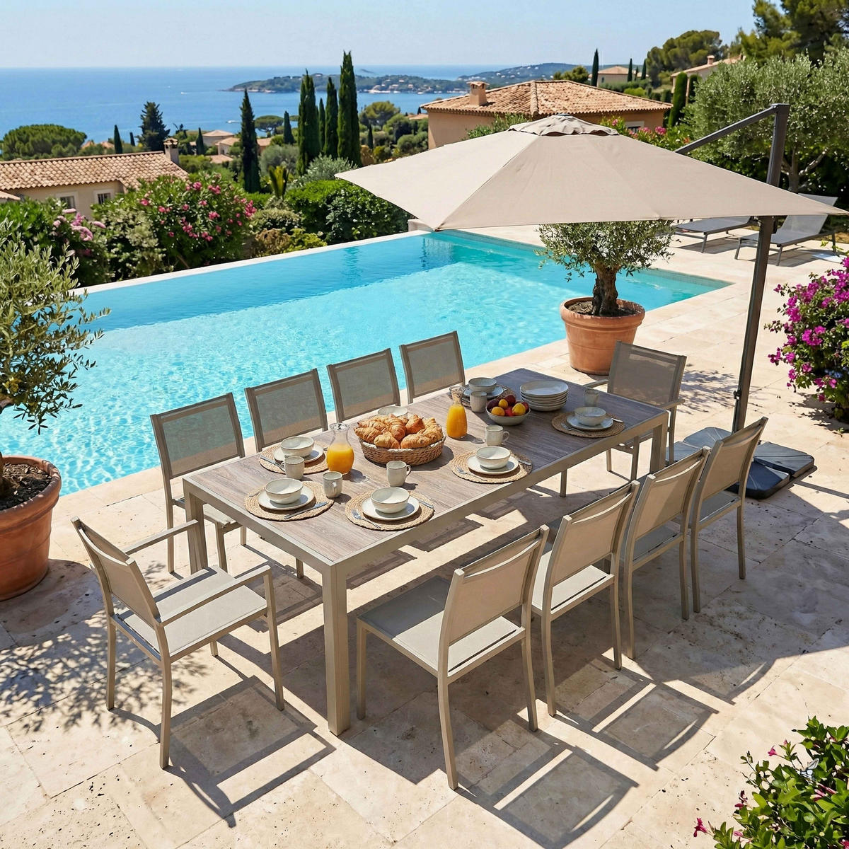 GARTENTISCH, Beige - Beige, Metall (206/100/75cm) - Oviala