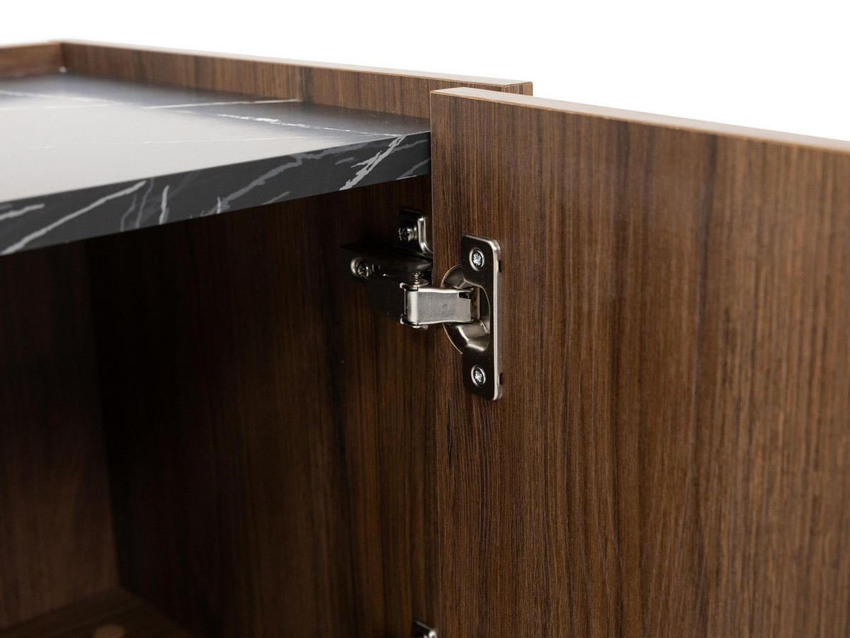 TV-LOWBOARD Tewos 144 - Nussbaumfarben/Schwarz, Holzwerkstoff/Metall (144/50/37cm) - MIRJAN24