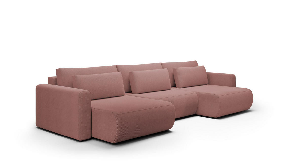 ECKSOFA mit Schlaffunktion U Rosa - Pink, Textil (340/149cm) - Furnisell