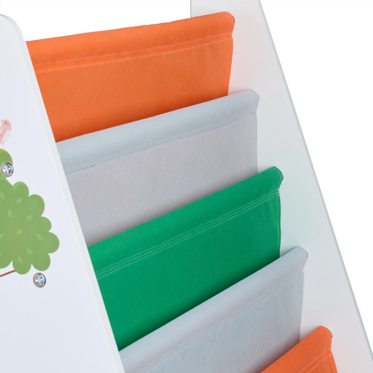 KINDERBÜCHERREGAL - Multicolor, Holzwerkstoff/Textil (62.5/60/28cm) - Relaxdays