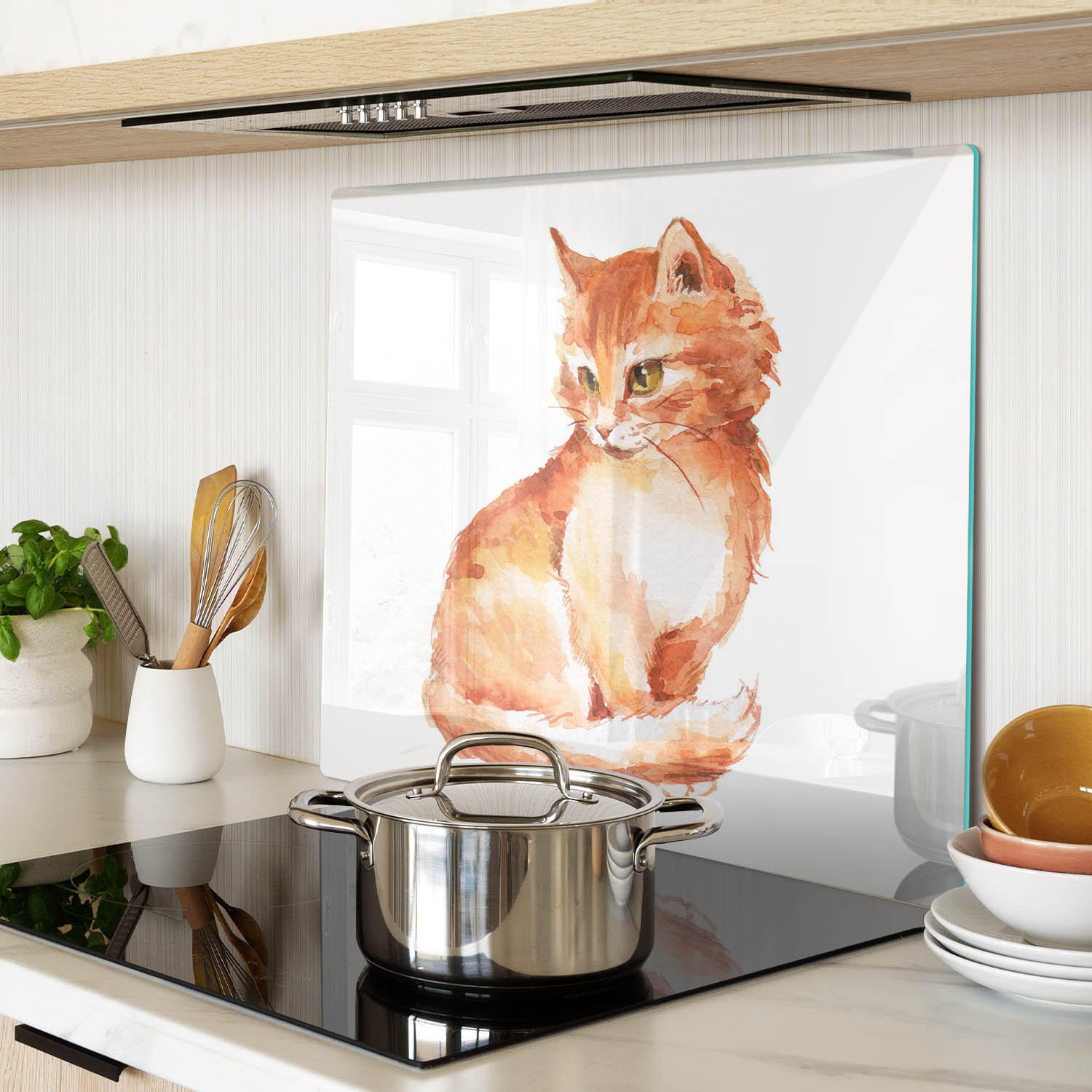 GLASPLATTE 60x52 cm Rote Katze - Orange, Glas (60/52cm) - TULUP