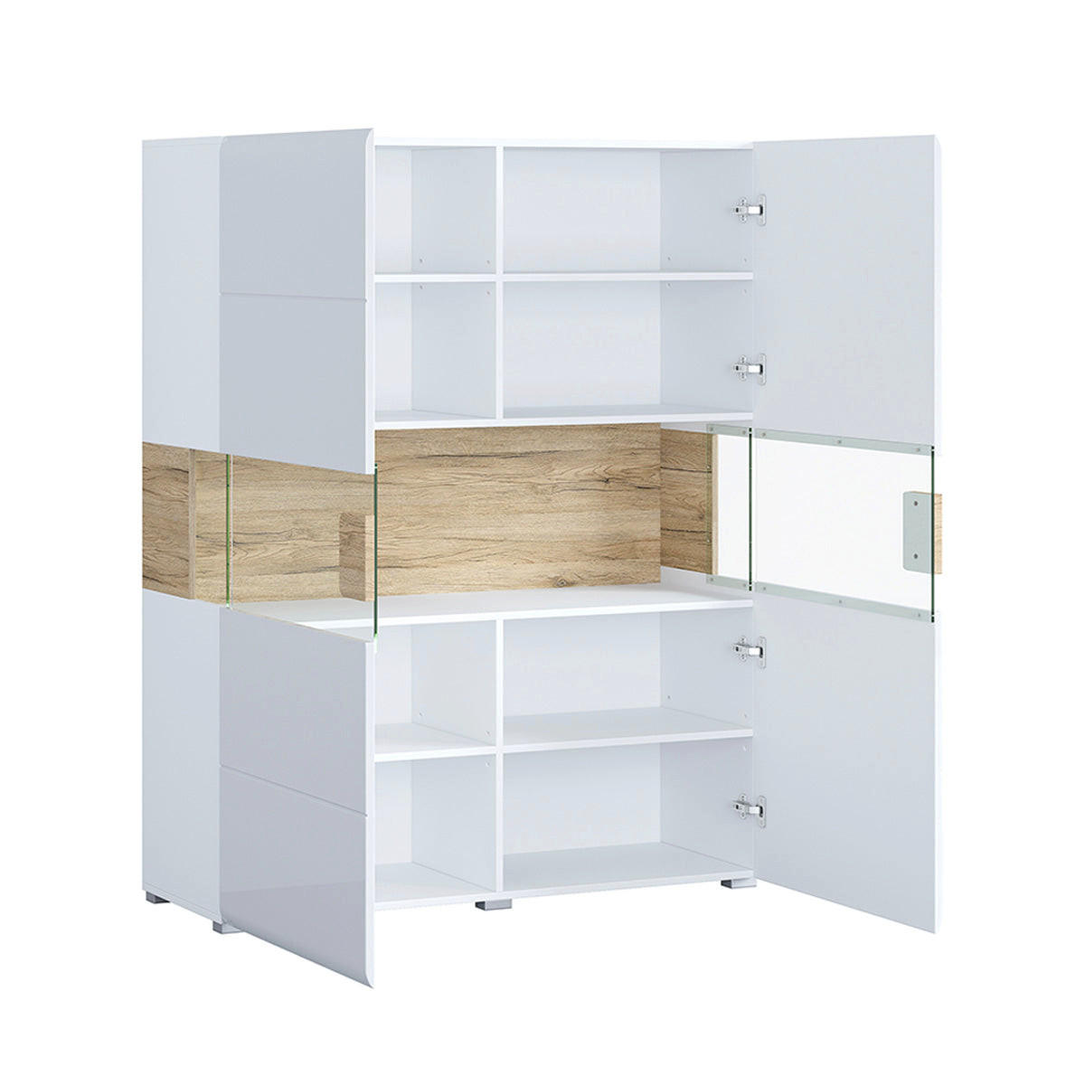 VITRINA Jules Bela in les - bela, leseni material (122/152/39cm) - Petits-meubles