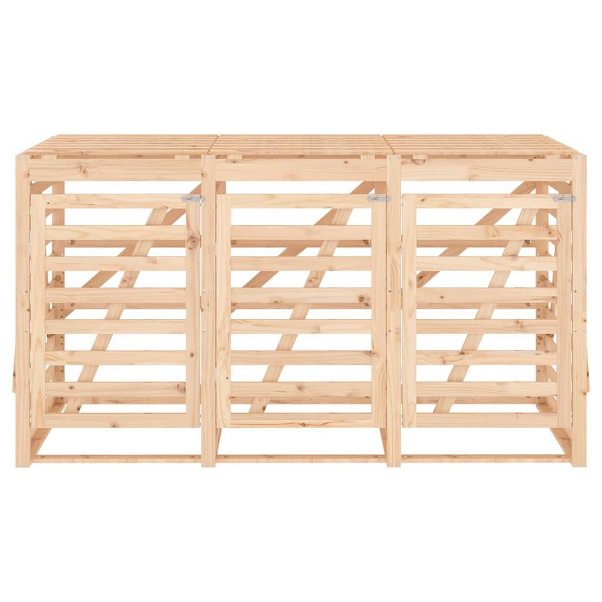 3ER Mülltonnenbox Kiefernholz BOUMI | 240x91,5x128,5cm Natur | Für 3 Tonnen - Naturfarben, Holz (240/128.5/91.5cm) - DELUKE