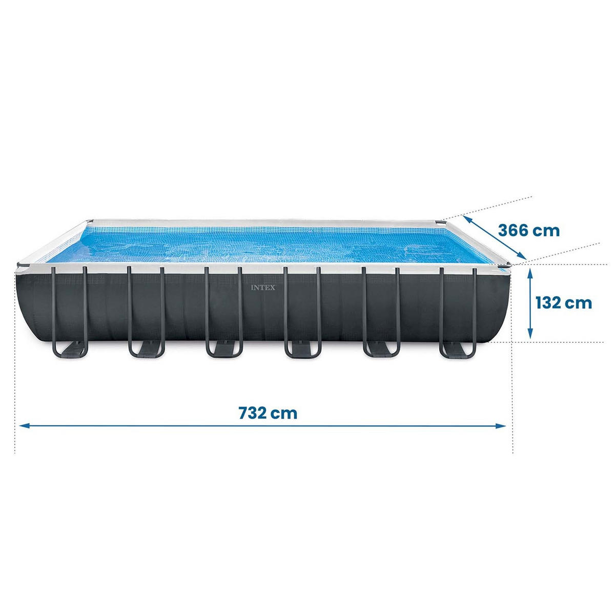 POOL SET 732 x 366 x 132 cm, 21in1 - 26364 - Blau, Textil (732/132/366cm)