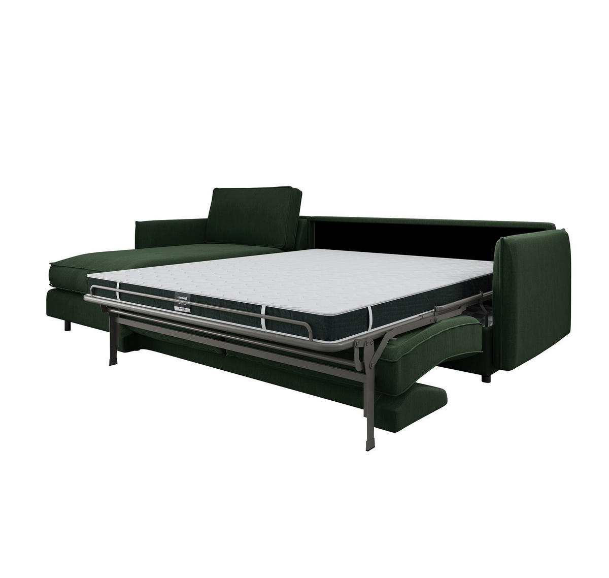 ECKSOFA LINKS Rastergewebe Olivgrün 268cm - Olivgrün, Textil (166/268cm) - Sia Home