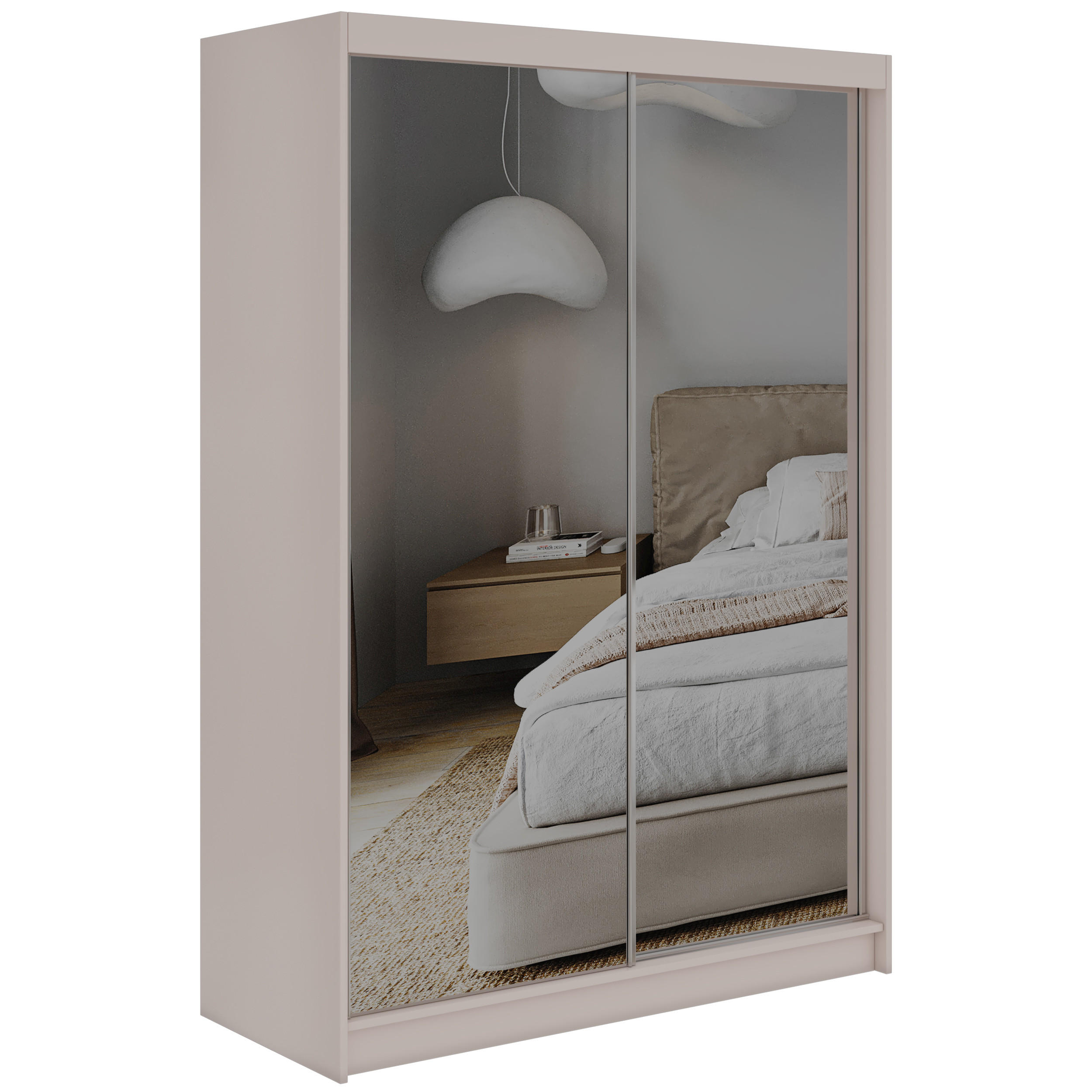 SCHWEBETÜRENSCHRANK 150 - DUBROWNIK - Kaschmir mit Spiegel - Kaschmir/Alufarben, Holzwerkstoff/Metall (150/216/61cm) - MKS