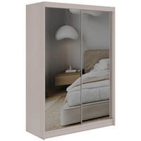 SCHWEBETÜRENSCHRANK 150 - DUBROWNIK - Kaschmir mit Spiegel - Kaschmir/Alufarben, Holzwerkstoff/Metall (150/216/61cm) - MKS