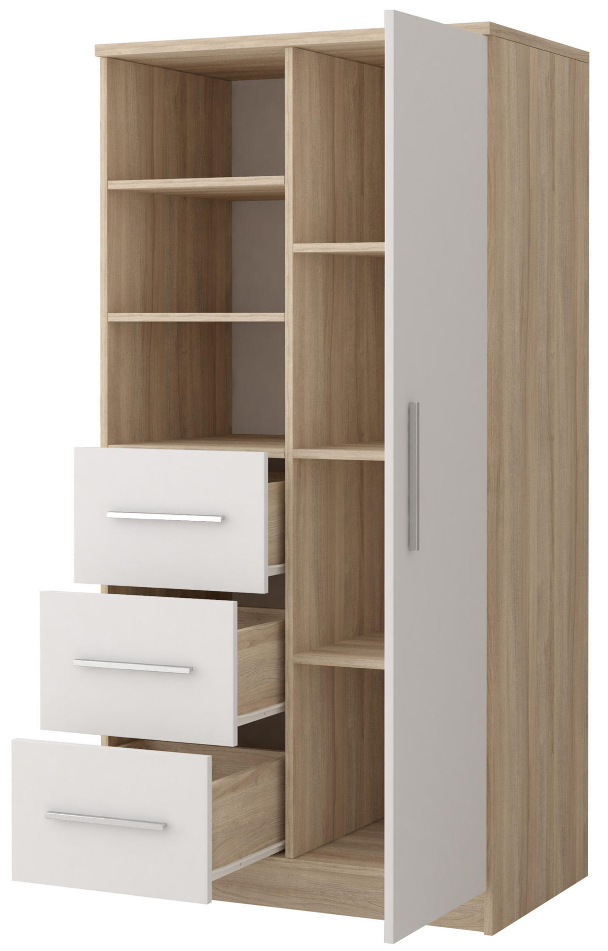 STANDREGAL Marsala 3SD 05 SONOMA + WEIß - Sonoma Eiche, Holzwerkstoff (80/160/40cm) - Möblo