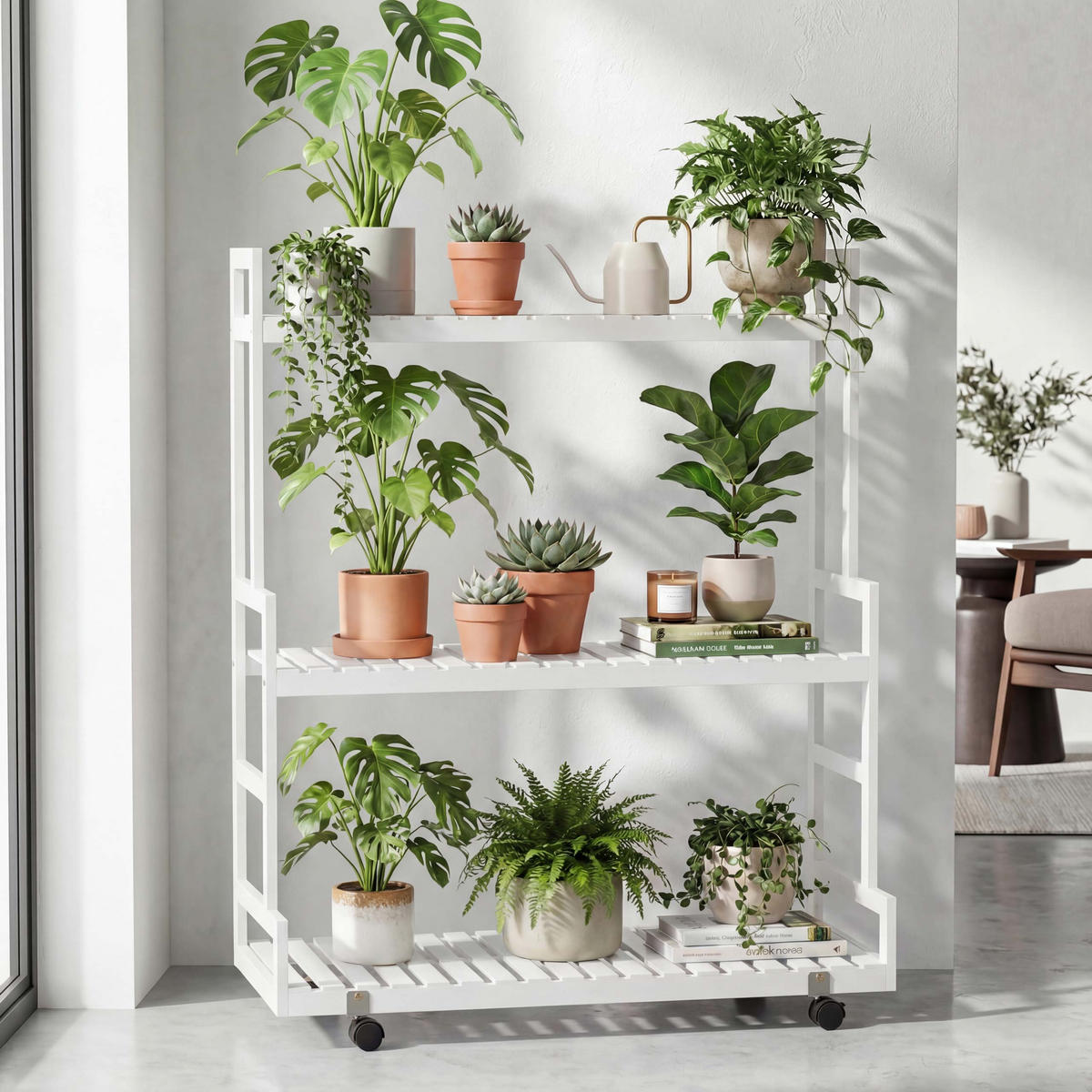 PFLANZENREGAL Weiß - Weiß, Holz (90/105/38cm) - MCW